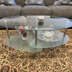 (3)Glass Table With 2 Side Table