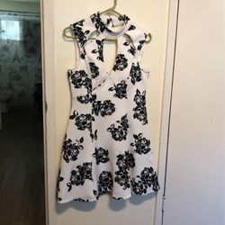 White N Black Flower Dress