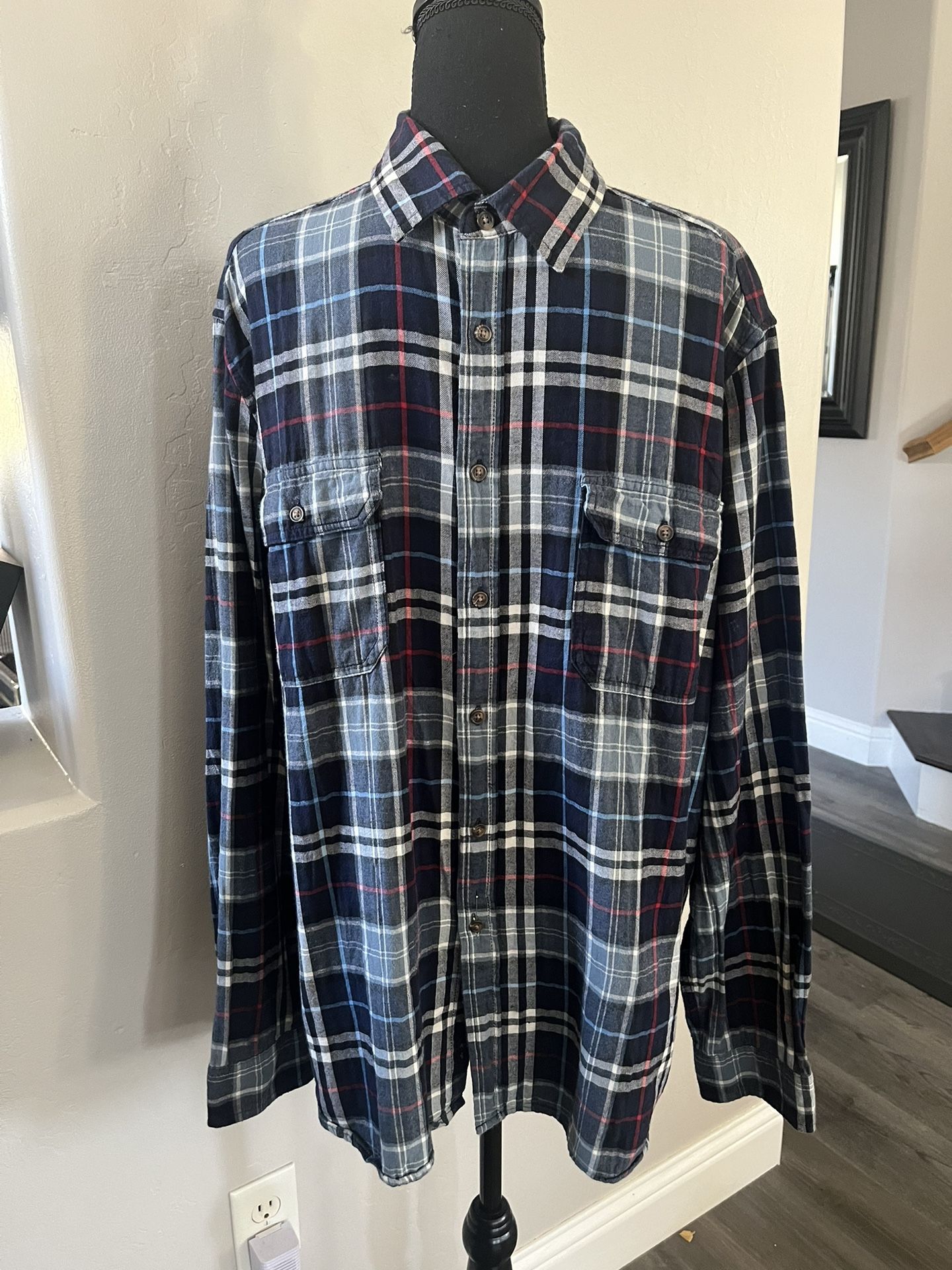 Goodfellow Men’s Long Sleeve Shirt, Plaid Size XL