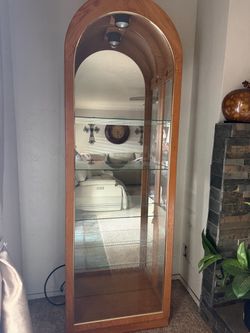 Phillip Reinisch Arch Top glass Curio lighted  Cabinet