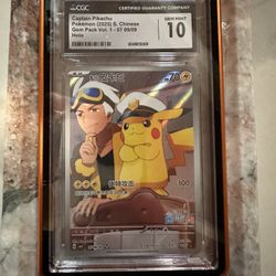 Captain Pikachu Pokémon card Chinese gem pack Holo CGC 10