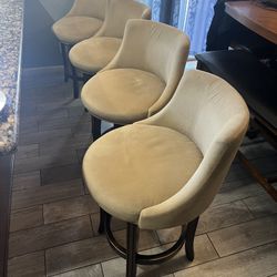 4 Counter Height Bar Stools Backrest Padded