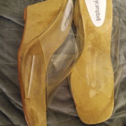Jeffrey Campbell  Clear Criss Cross Wedge Shoes.  Size 9. 