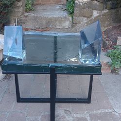 Raw Glass Table And Raw Glass Book Shelf Ends