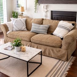 Comfortable Neutral Brown Sofa – Cozy, Stylish, Great Condition