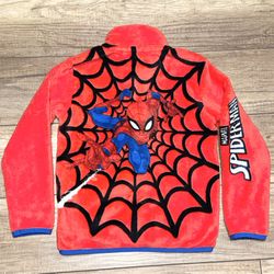 Marvel Spider-Man Comic Hero Sherpa Fleece Cozy Red Full Zip Sweatshirt Youth XS