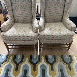 Pair Of Custom Wingback Chairs 