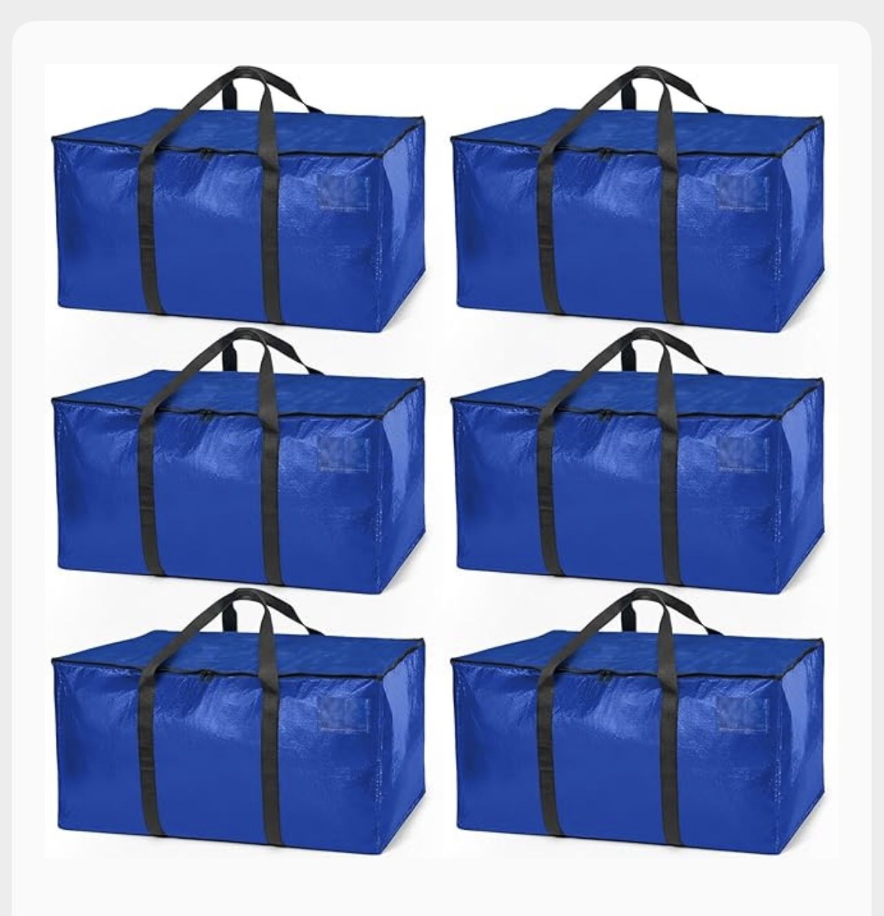 ClearSpace Heavy Duty Moving Bags or Storage Bag – Large Moving Boxes with Backpack Straps, Zippers & Handles – 6 Pack