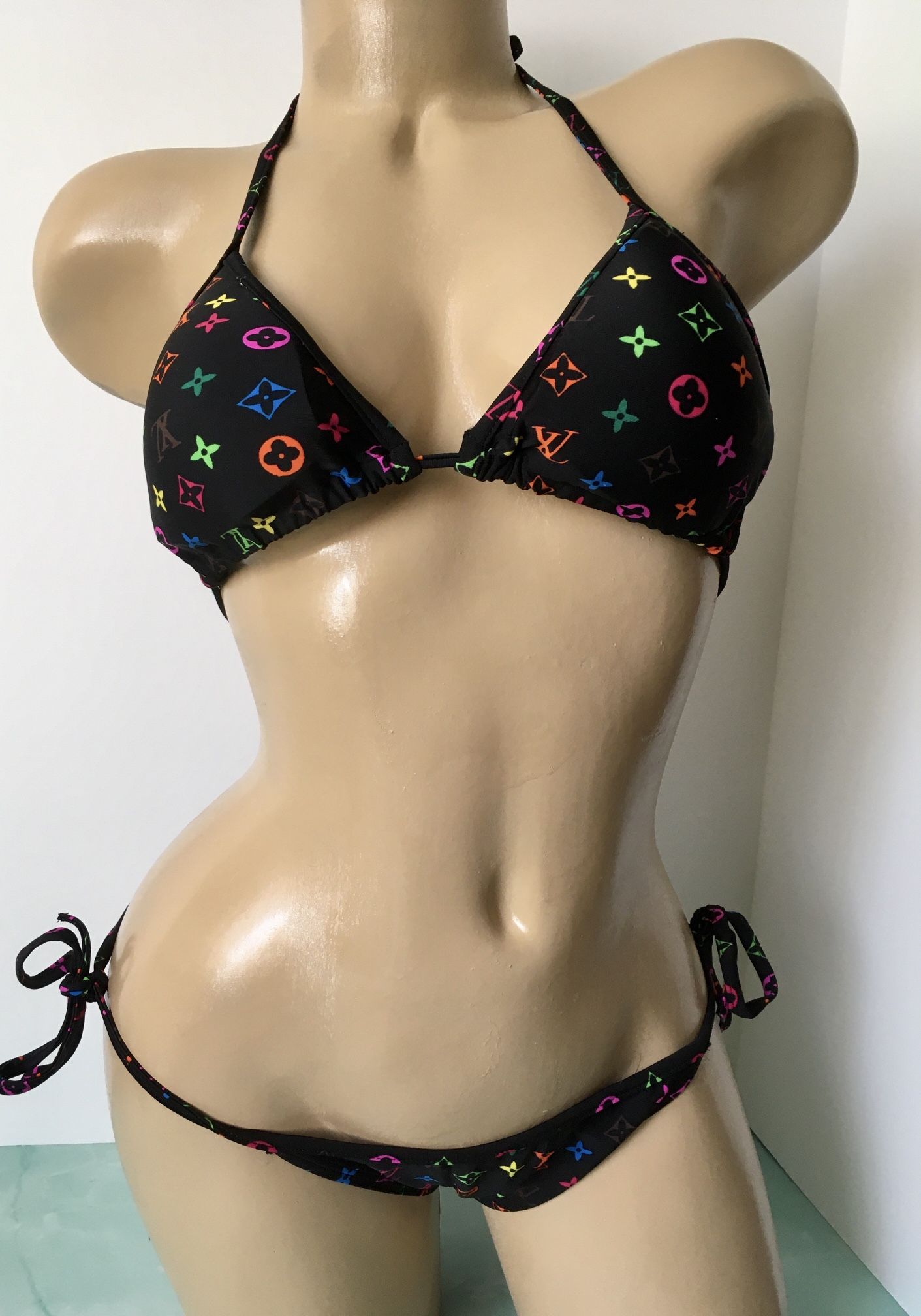 Black/Multi String Bikini, XL