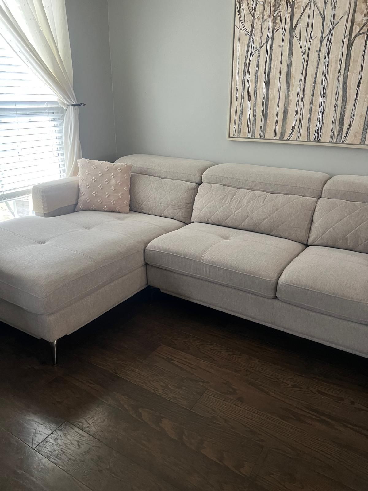 2 piece Arm Chaise Sectional Gray L Shape Sofa