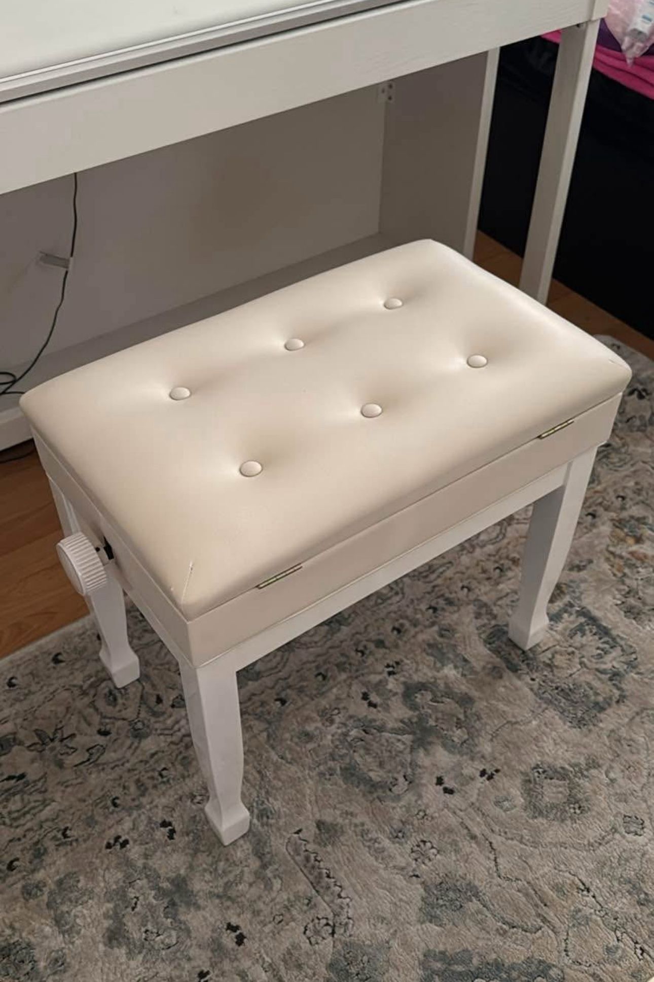 Wooden Piano Stool with Music Storage