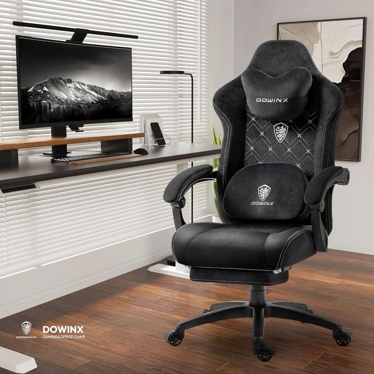 Dowinx Fabric Gaming Chair with Heated Massage Lumbar Support