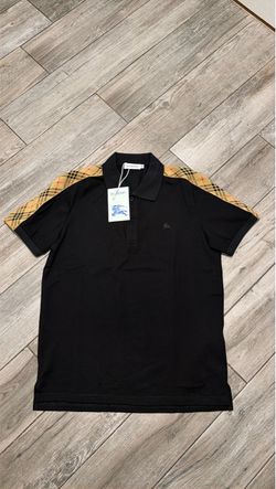 Burberry Black Polo Shirt with Nova Check Trim