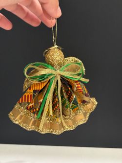 Jeannine's Angels Bermuda Handcrafted Kente Print Paper Christmas Ornament 4.5"