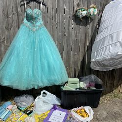 quinceanera dress plus decorations 