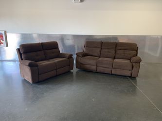 Brown suede recliner sofa