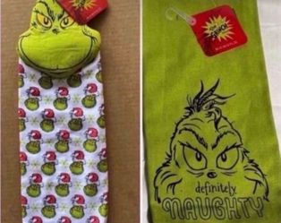 NEW TWO DR. SEUSS THE GRINCH KITCHEN TOWELS