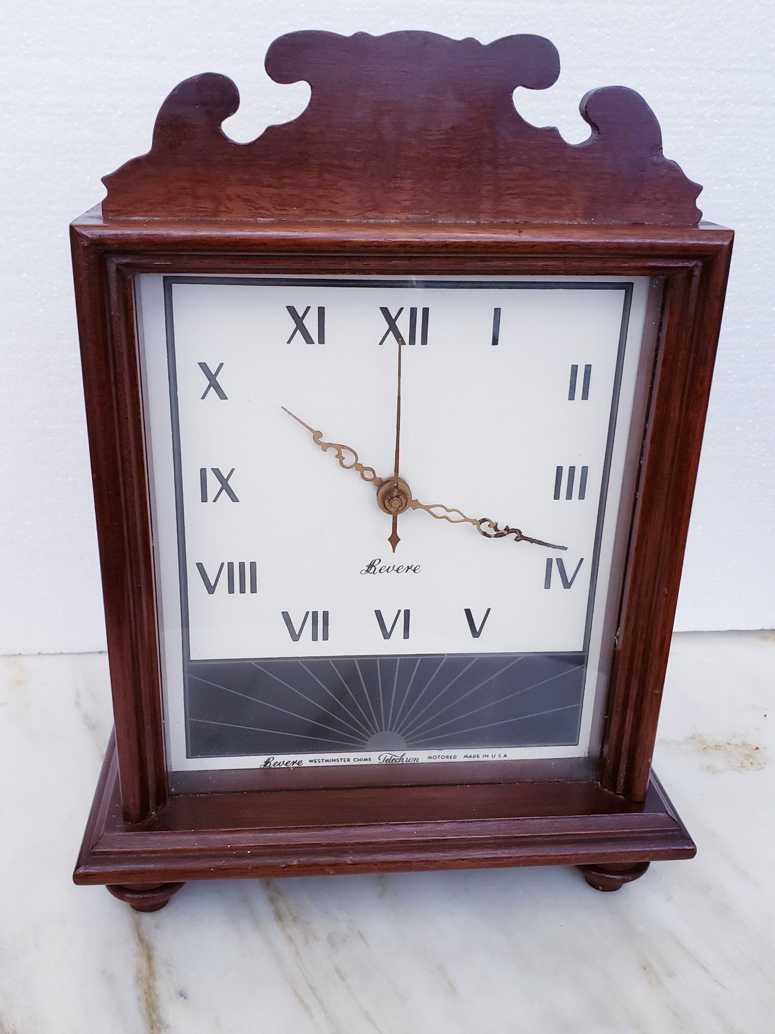 ANTIQUE ELECTRIC REVERE WOOD CLOCK & CHIMES