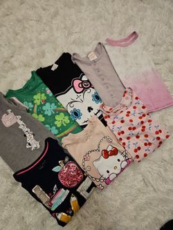 8 Short Sleeve Little Girl Shirts 