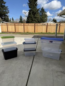 9 Storage Bins Set – Plastic Containers w/ Lids 