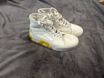 White van shoes with yellow flowers