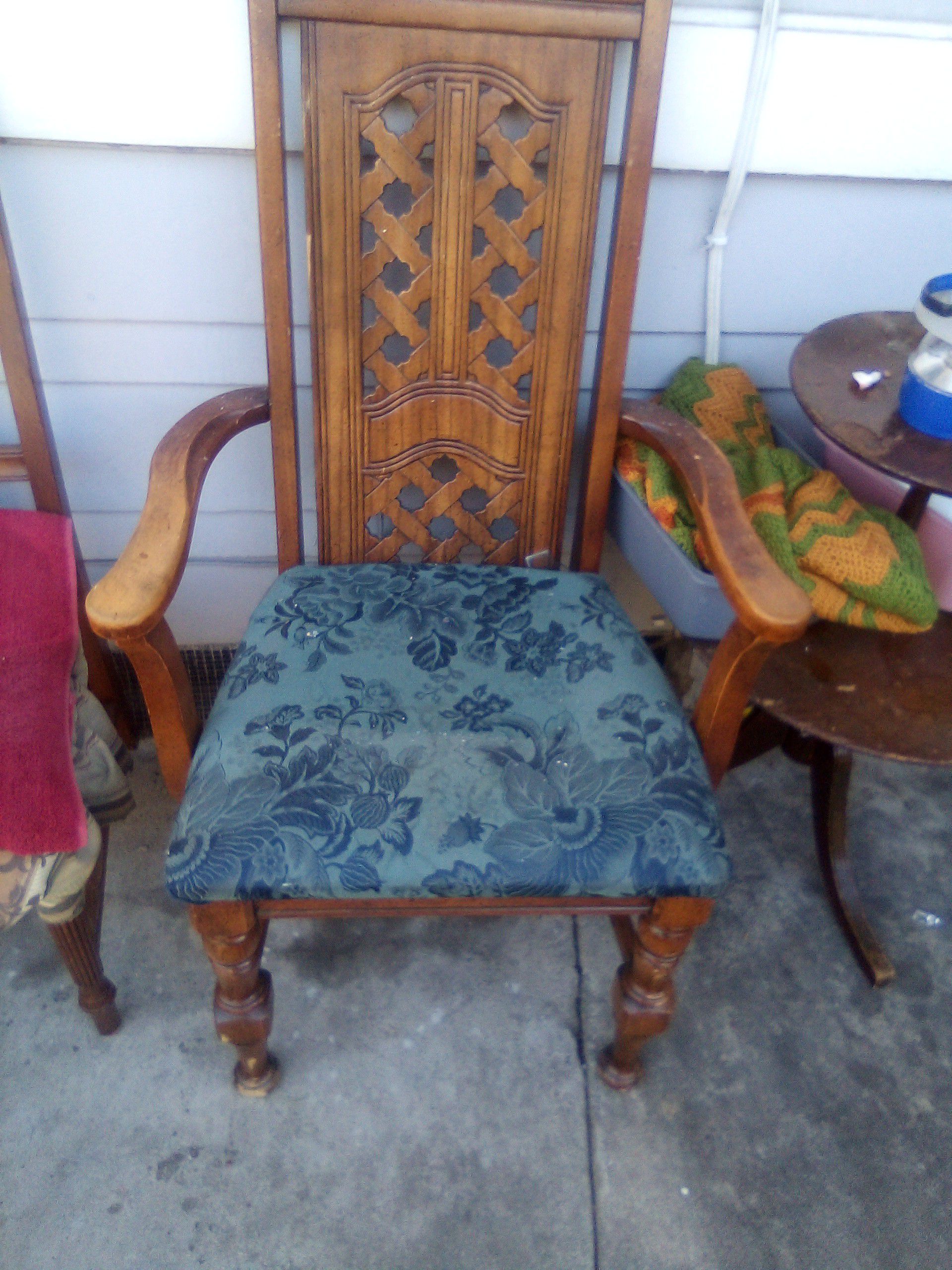 Antique high back wooden chair