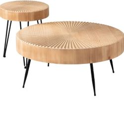 COZAYH 2-Piece Round Nesting Coffee Table Set