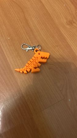 3-D Printed Dinosaur Orange Dinosaur Keychain