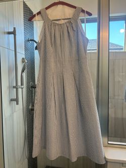 Blue seersucker dress