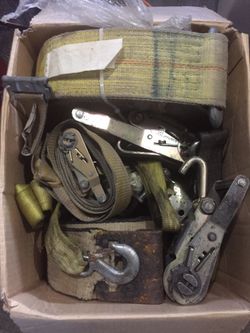 Box of Misc. 2” & 4” Ratchet Straps & Tie Downs