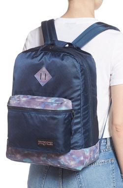 JanSport Super FX Backpack Navy Space Gray Reflective Travel Bag School Bag