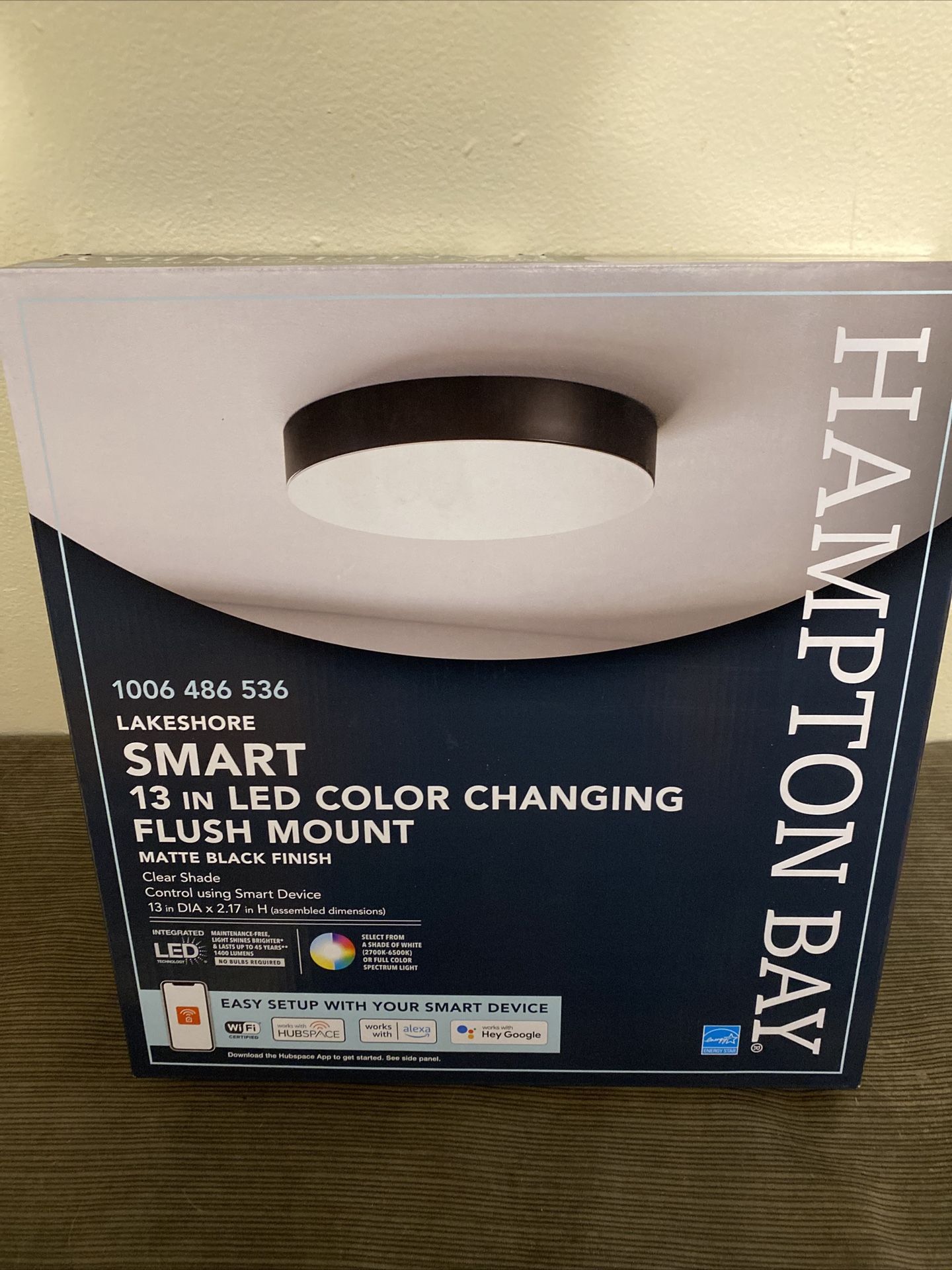 Hampton Bay Smart 13” Led Flush Mount Ceiling Light Black