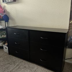 church dresses for black women Benjara Dex 59 Inch Wide Dresser, 6 Drawers with Long Vertical Gold Handles, Black main image 1