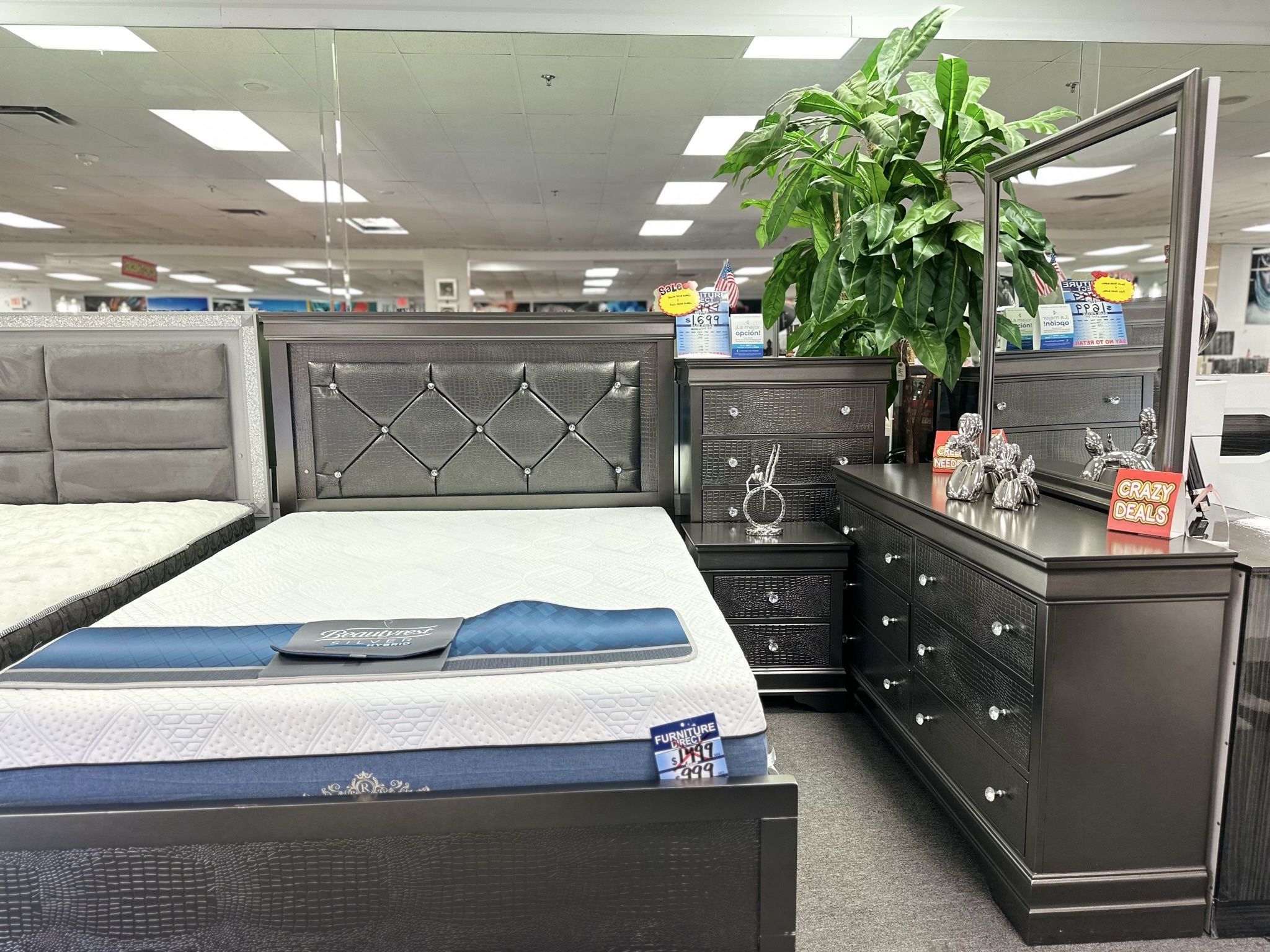 45 % Off Grey LED Queen 5piece Bedroom Furniture Set W/ FREE Nightstand! (Limited Time)