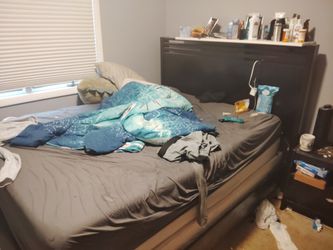 4 Piece Queen Size Bed  Black Bedroom Set  With Queen Size Memory Foam Mattress Included. BEST OFFER TAKES IT!!!!