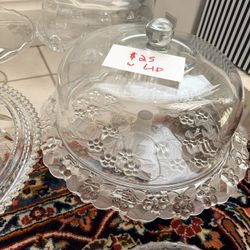 Cake Stand Crystal Water Pitcher Lots Of Household Items Candy Dish Bowl 