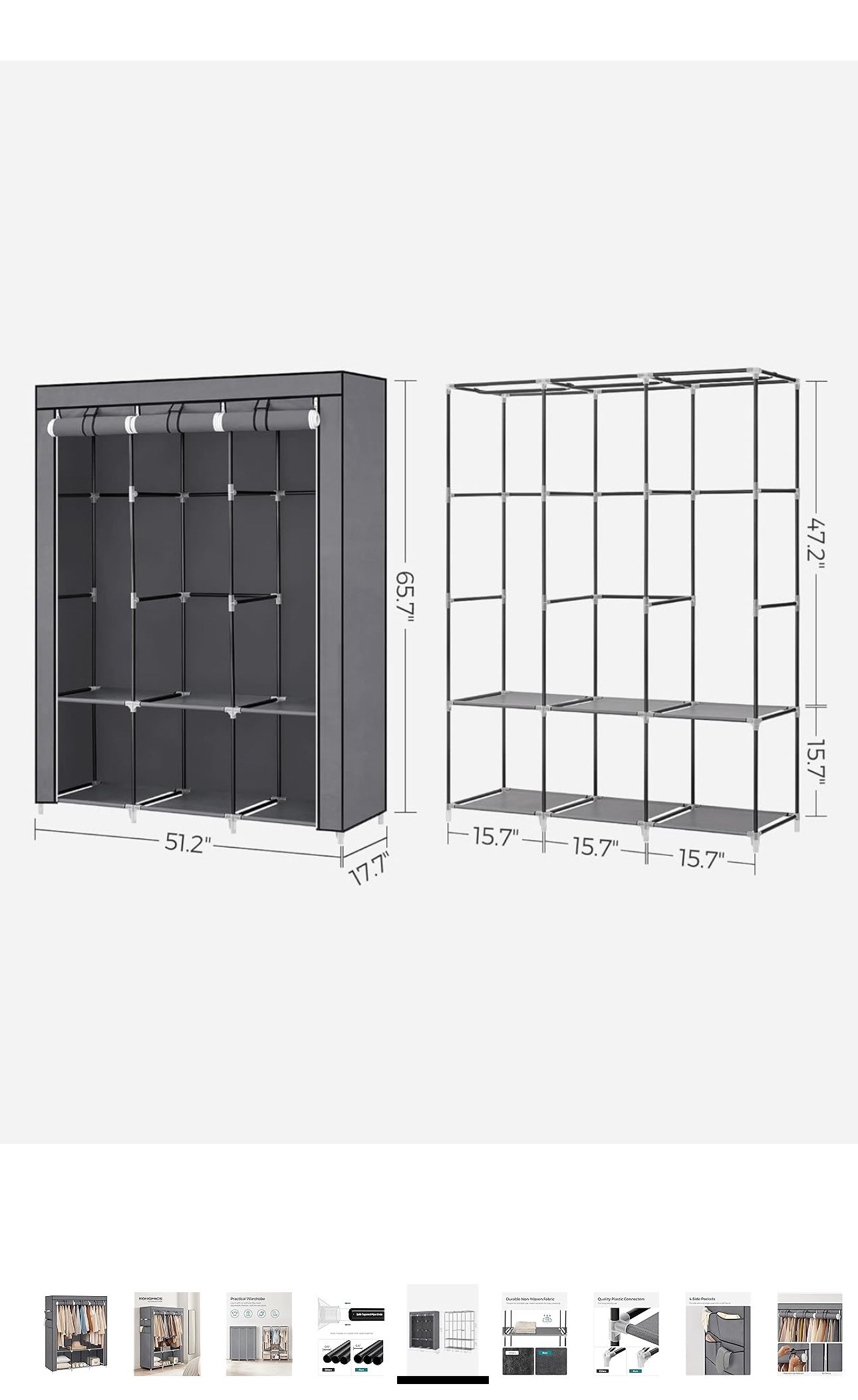 Portable Closet, Wardrobe Closet Organizer with Cover