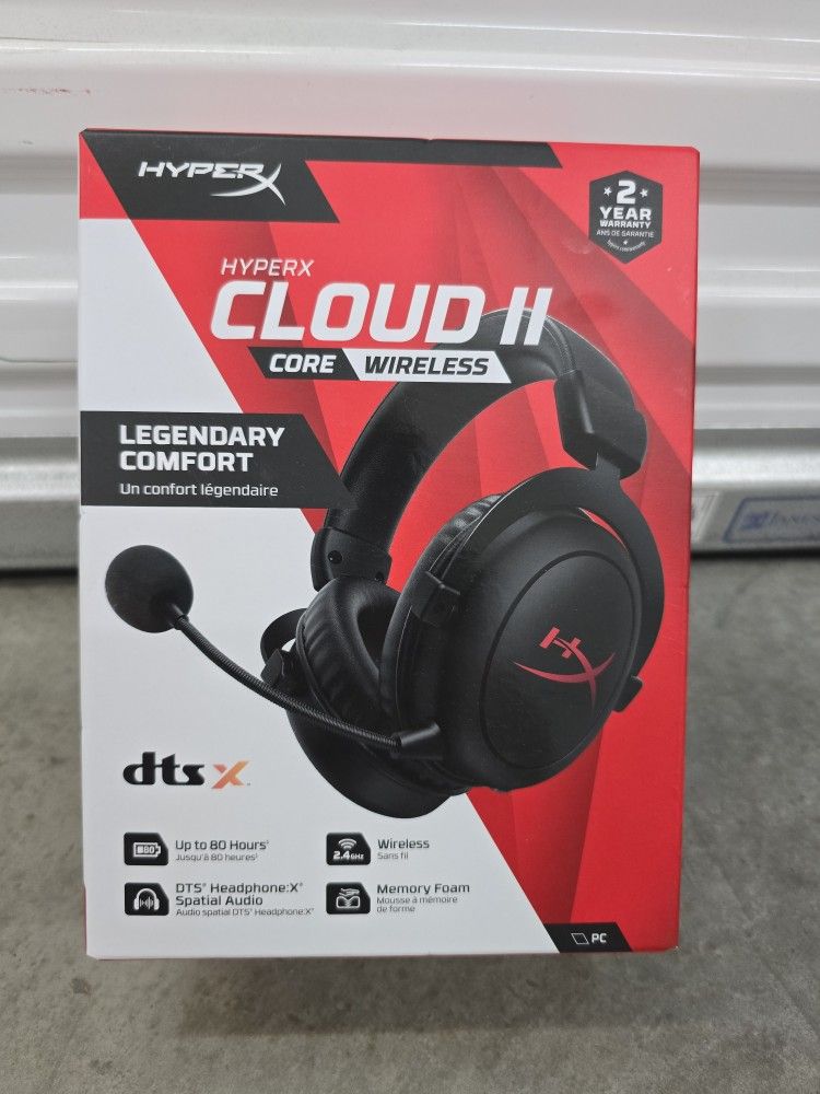 HyperX Cloud II Core Wireless - Gaming Headset for PC, DTS Headphone:X Spatial Audio, Black