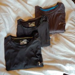 Under Armour & Asics Performance Baselayer Men's Short Sleeve Shirts - Set of 3