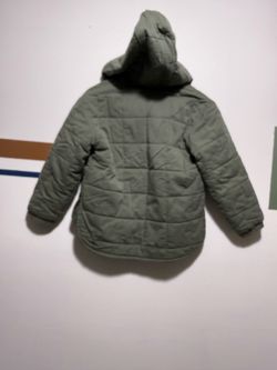 Olive Green Quilted Puffer Jacket with Hood