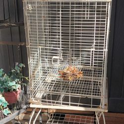 Beautiful Vintage White Tall Bird Cage
