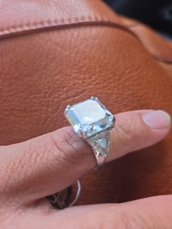 Silver Ring with Large Clear Stone