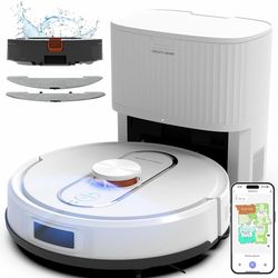 Robot Vacuum and Mop, 6000Pa Suction Robotic Vacuum with Mapping, Self-Emptying Station for 90 Days Hands-Free Cleaning, LiDAR Navigation, No-Go Zones