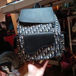 Christian Dior Jacquard Embroidery Monogram Pebbled Leather Saddle Backpack Side Pockets 
