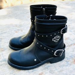 Harley-Davidson Women's EUC Black Leather Ankle Boots Sz 7.5