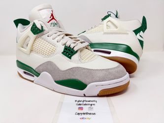 USED 2023 NIKE SB X AIR JORDAN RETRO 4 IV PINE GREEN SIZE 9