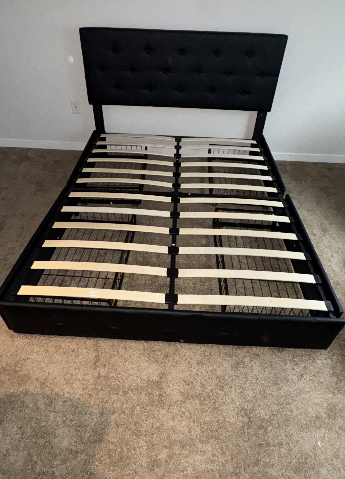 Queen Bed Frame w/ USB Charger + 4 Storage Drawers