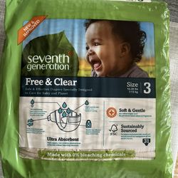 Baby Diapers Seventh Generation New In Pack Size 3 