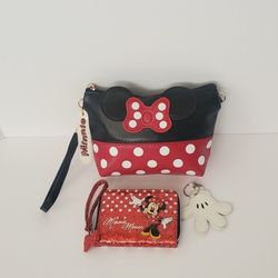 Disney Minnie Mouse Mini Hand Bag, Wallet, Glove Keychain