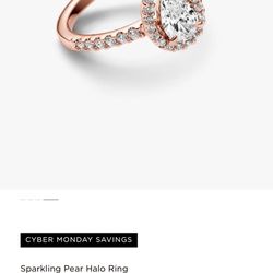 Pandora Pear Ring With Crown 